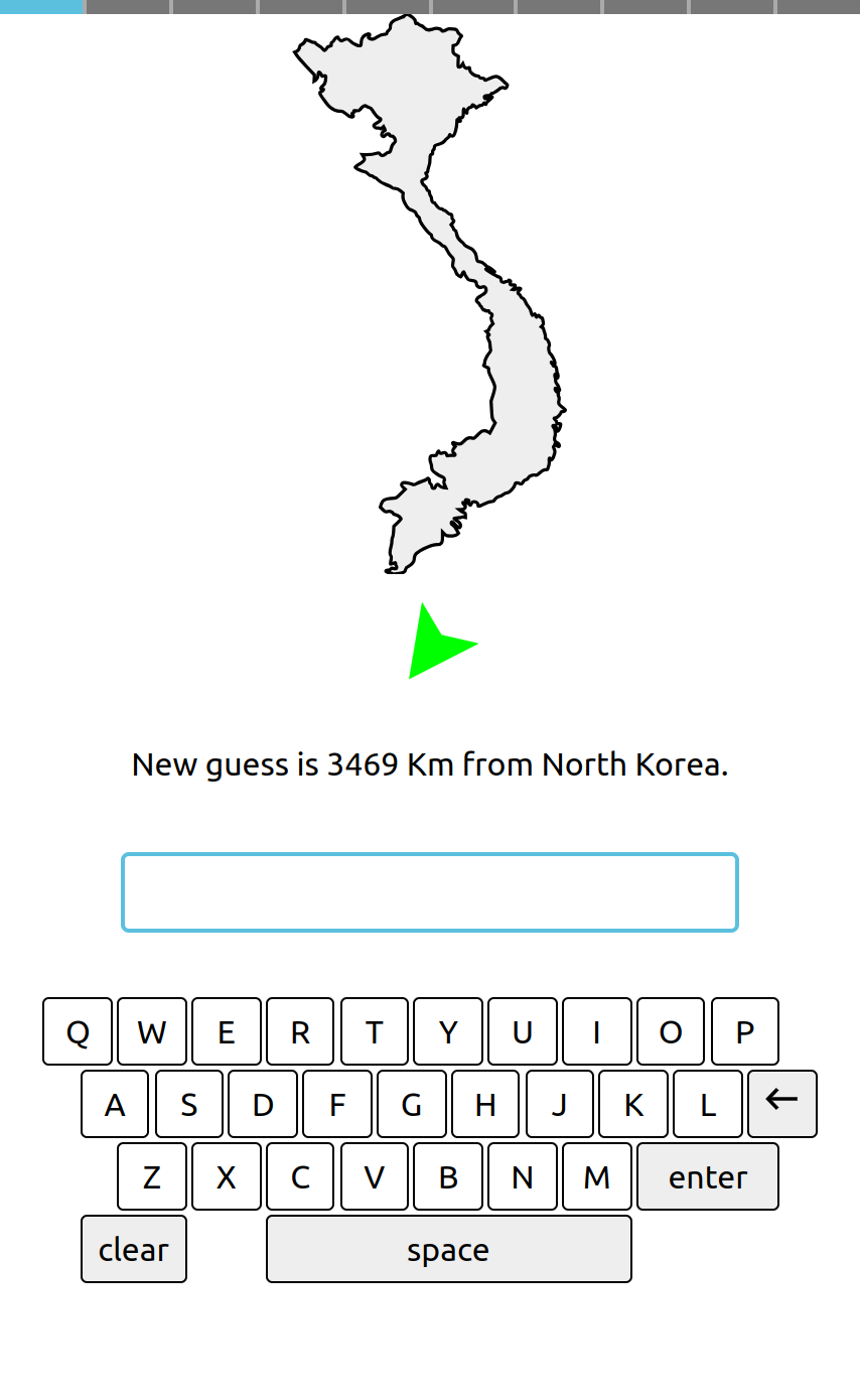 A game to guess the country by its silhouette
